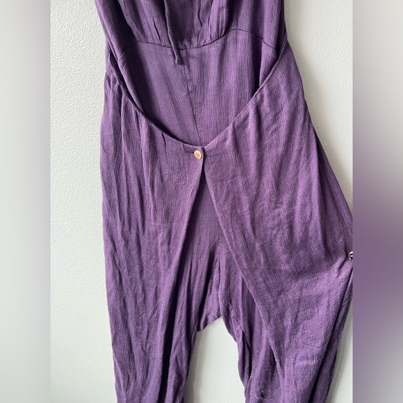 Free People purple Always Ready halter neck wide leg jumpsuit Women’s Sz XL NWT - Picture 4 of 9